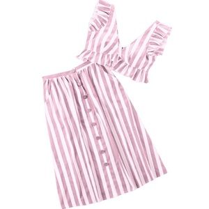 Striped crop top and skirt set